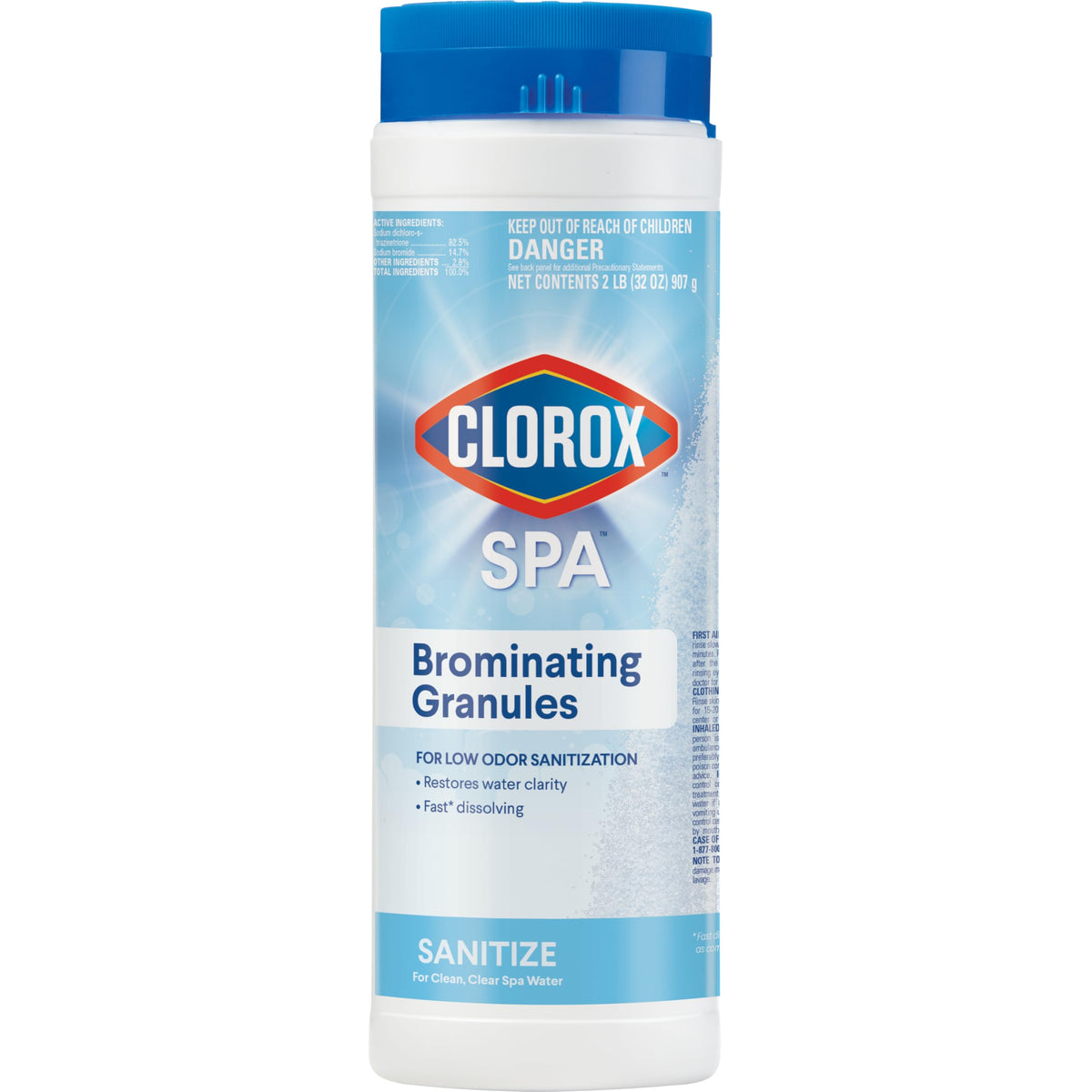 Clorox Pool&Spa Spa Brominating Granules dissolve quickly for fast sanitization in hot tubs.