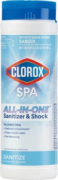 CLOROX Pool&Spa Spa Water all-in-one sanitizer bottle for effortless maintenance.