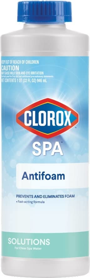 The CLOROX Pool&Spa Spa Water Antifoam bottle helps eliminate foam for smoother spa sessions.