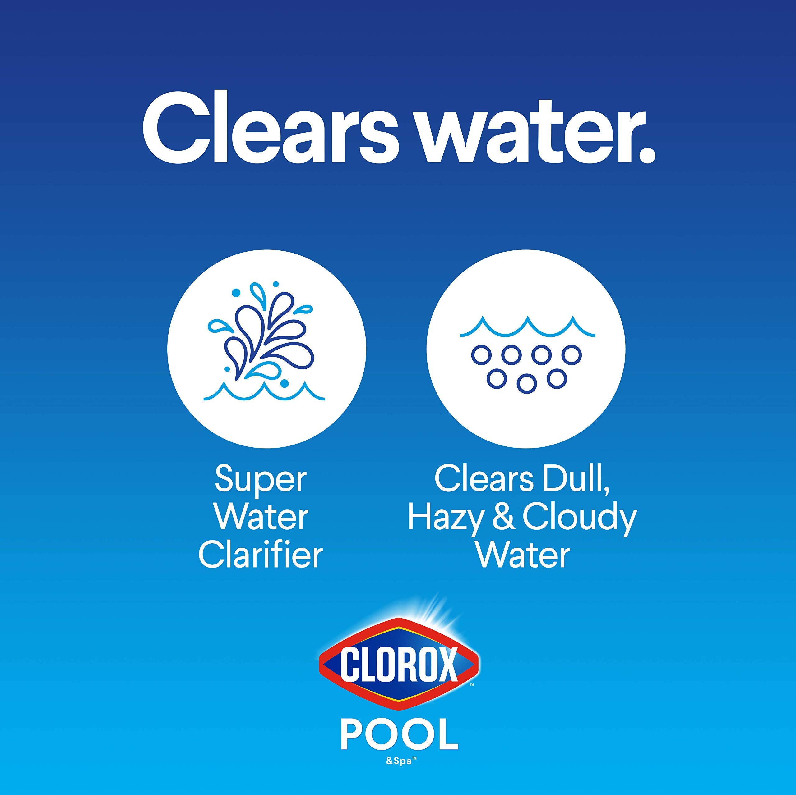 CLOROX Pool&Spa Super Water Clarifier dosing illustration for weekly use