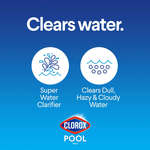 CLOROX Pool&Spa Super Water Clarifier dosing illustration for weekly use