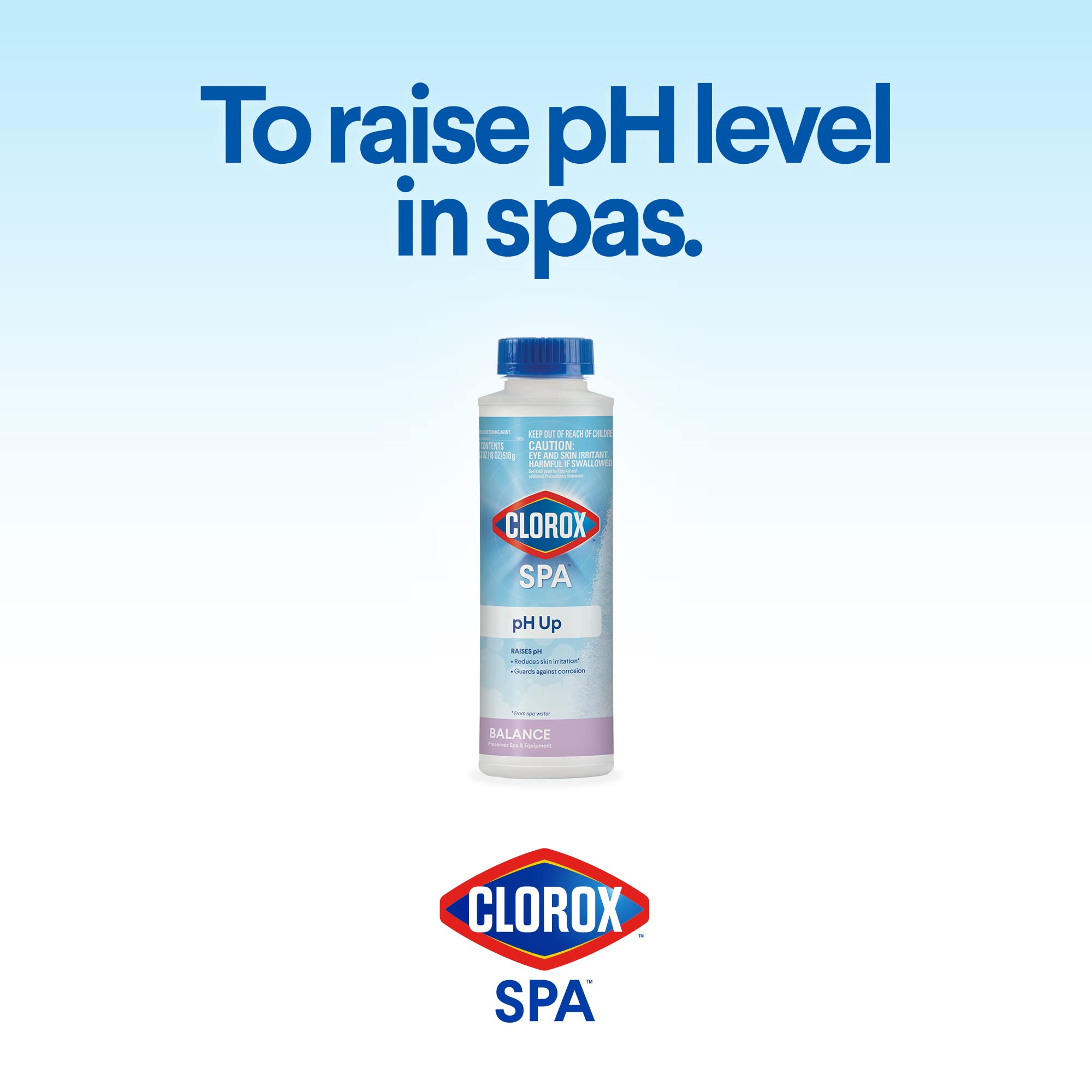 CLOROX Pool&Spa pH Up-treated spa water shows balanced pH and clearer appearance.