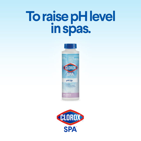 CLOROX Pool&Spa pH Up-treated spa water shows balanced pH and clearer appearance.