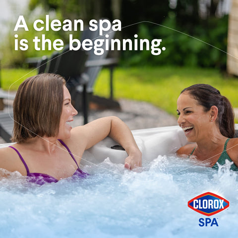Clorox Pool&Spa maintains balanced water with pH 7.2–7.6 and bromine 3–6 ppm.