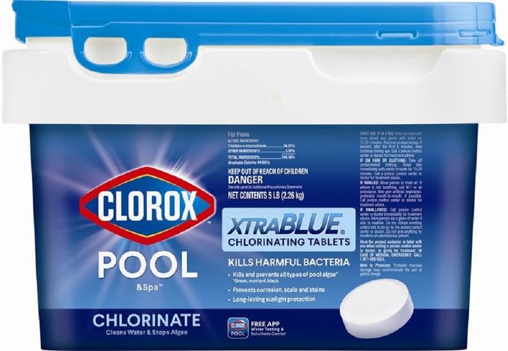 Clorox Pool&Spa XTRABLUE tablets packaging ready for long-lasting pool sanitization.