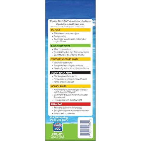 Close-up of algae kill action with CLOROX XtraBlue Plus in use.