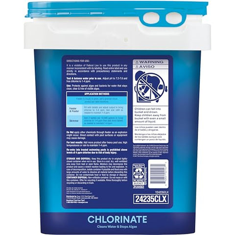 Close-up of XTRABLUE tablet packaging for pool sanitation