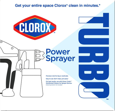 Clorox Turbo Power Sprayer quick-start guide and manual on display