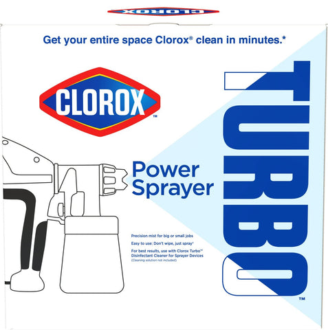 Clorox Turbo Power Sprayer used in a salon surface to sanitize