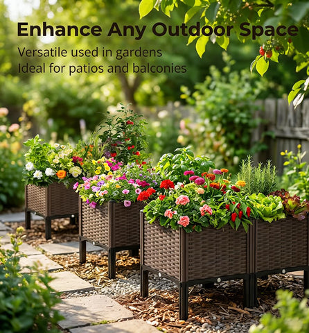 CloudDream brown raised garden box deep soil capacity supports a wide range of plants.
