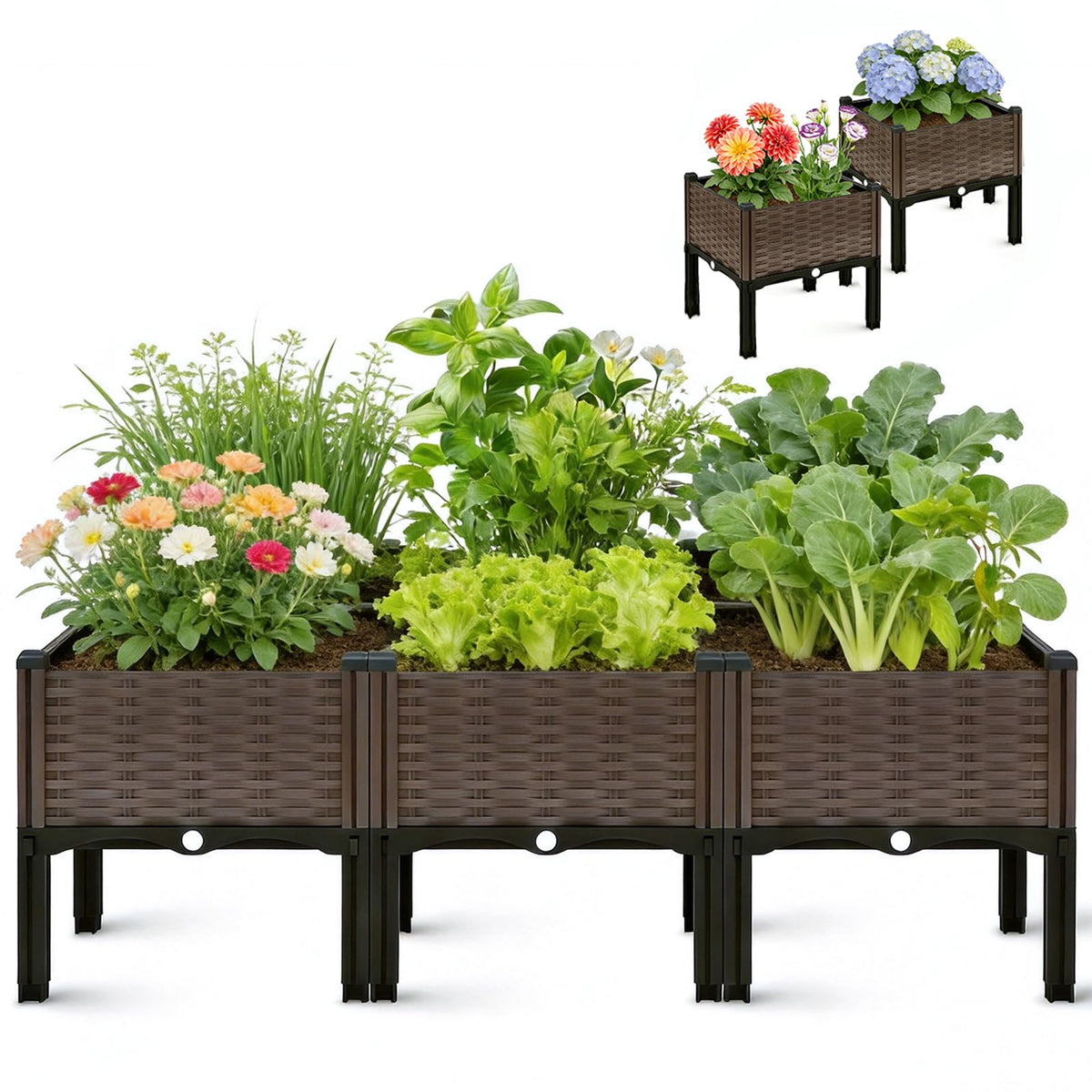 CloudDream brown raised garden box side view highlighting sturdy weatherproof construction for outdoor growing.