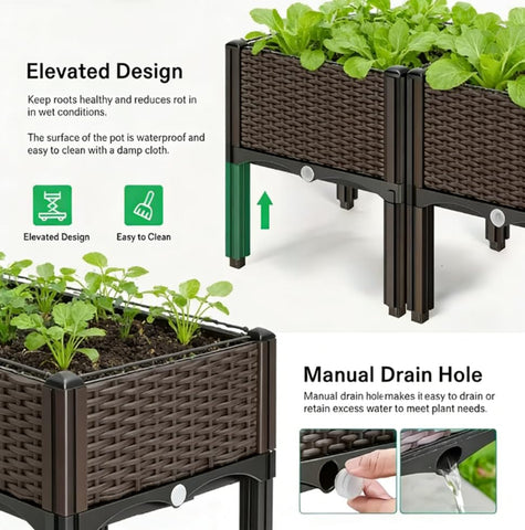 CloudDream brown raised garden box top view showcasing spacious 47x15 inch bed for diverse plantings.
