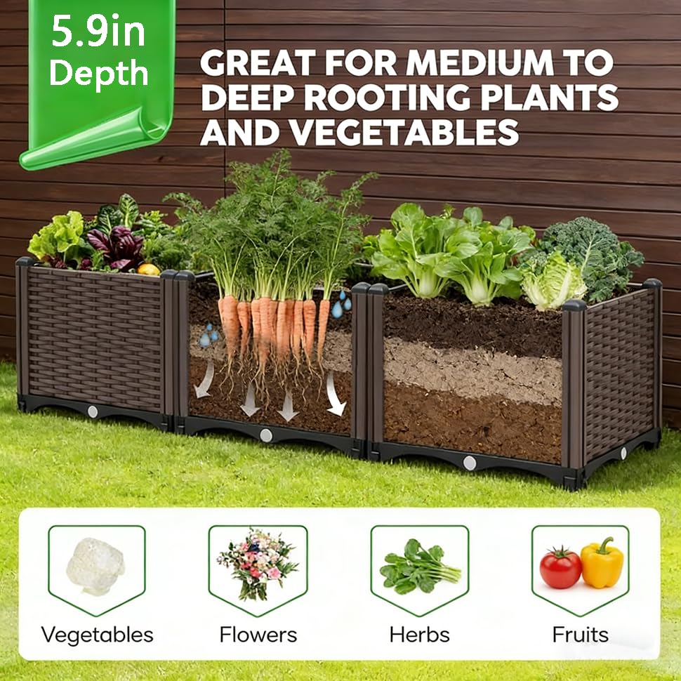 CloudDream brown raised garden box weatherproof design for indoor and outdoor use.