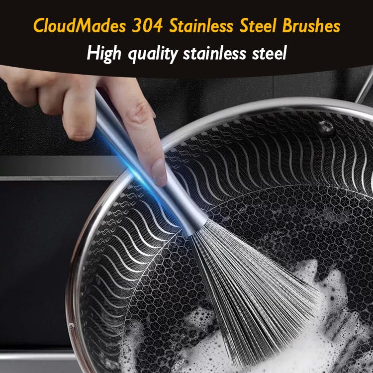 CloudMades stainless steel dish brush ideal for cast iron cookware