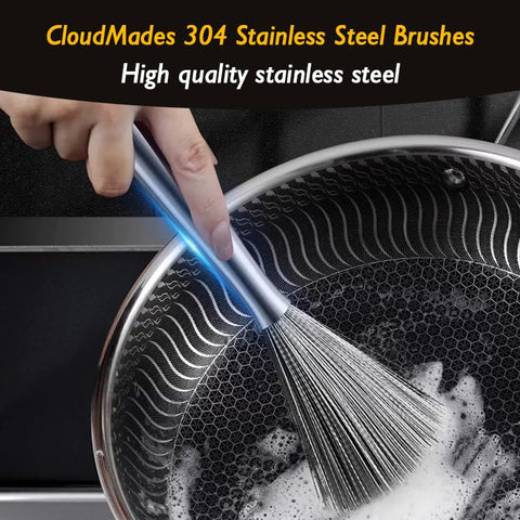 CloudMades stainless steel dish brush ideal for cast iron cookware