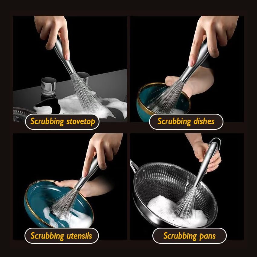 CloudMades dish brush with steel wool head for rust-resistant daily cleaning