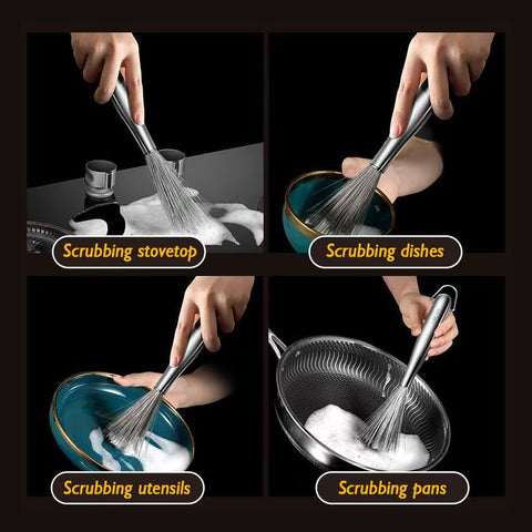 CloudMades dish brush with steel wool head for rust-resistant daily cleaning