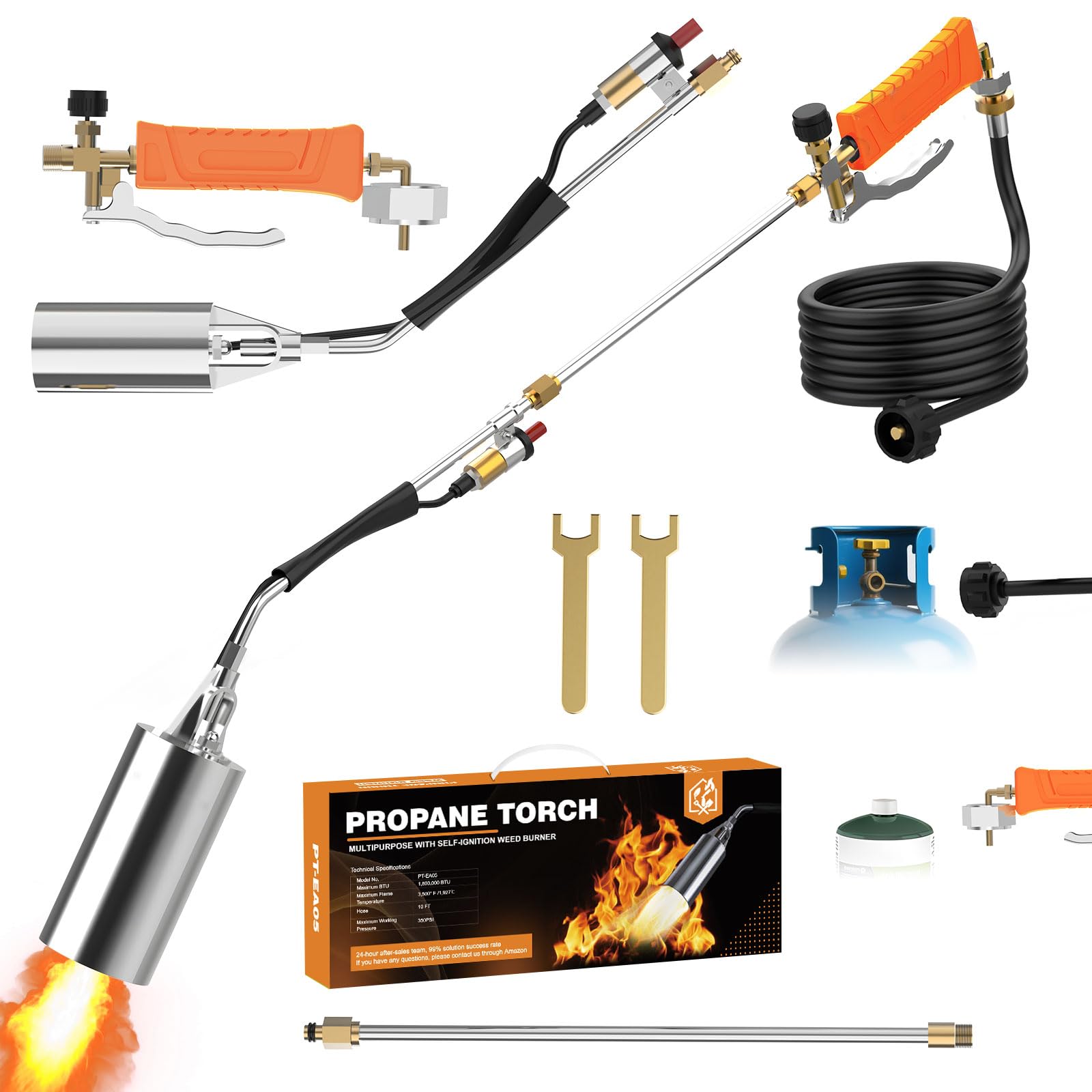Clozpleax propane torch with detachable design for precise weed control