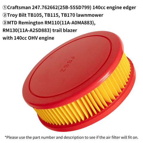 CLSR2U compatible with Craftsman 247-762662 edger, 140cc engine
