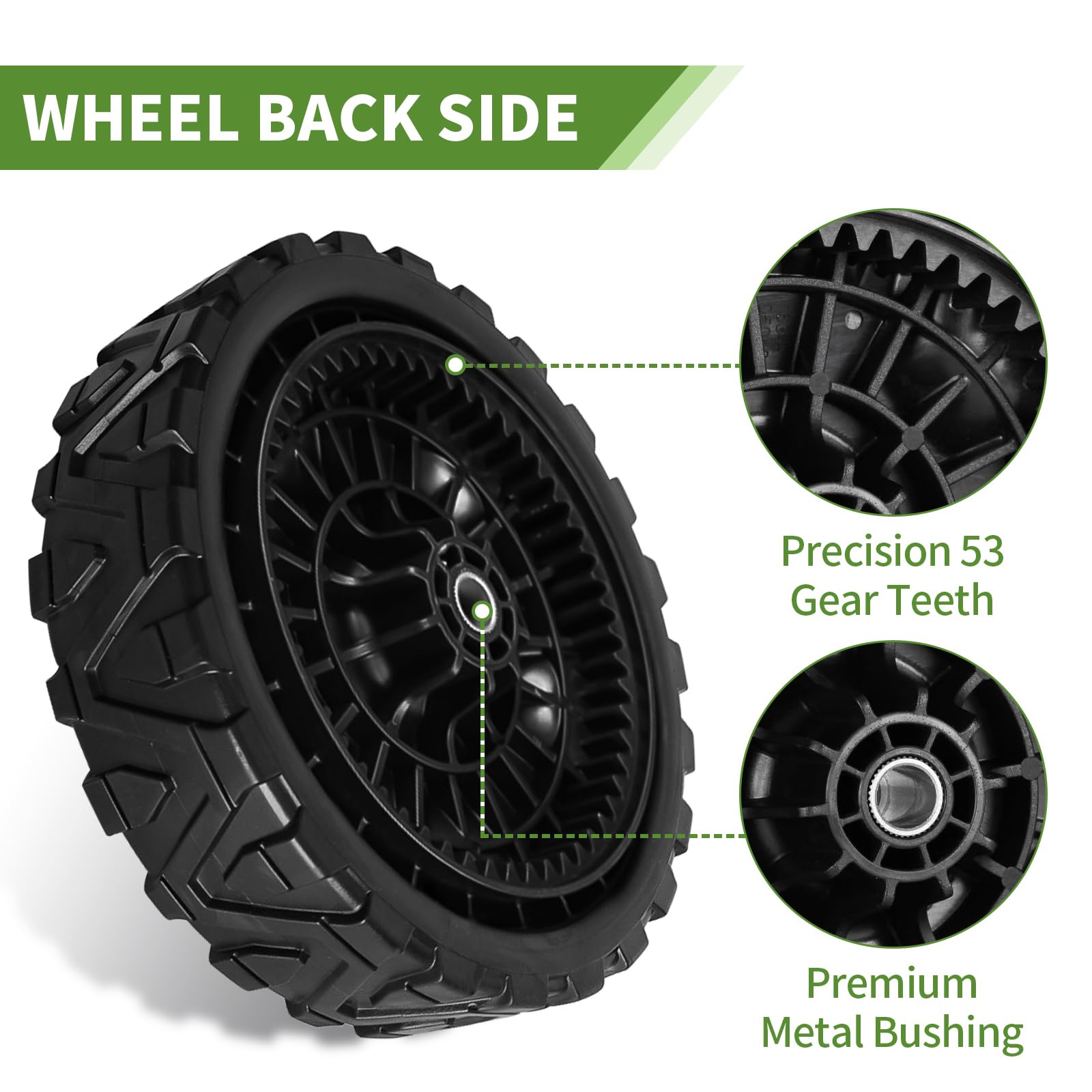 CLSR2U Cub Cadet-compatible front wheel improves steerability and balance.