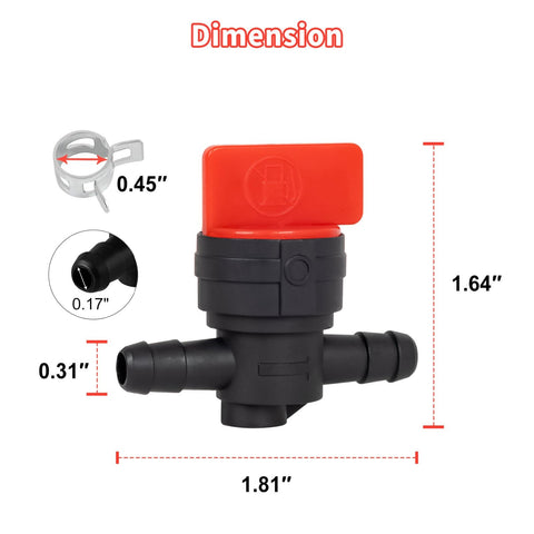 Inline 1/4 inch fuel valve for small engines and quick maintenance