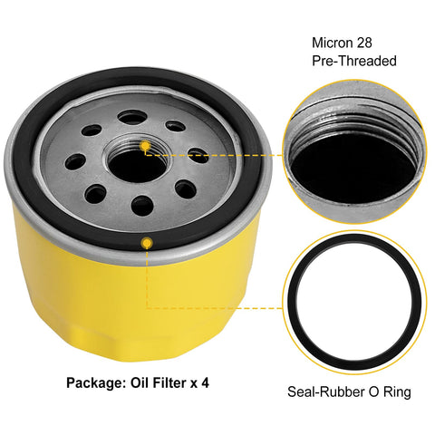 CLSR2U oil filter packaging shows four pre-threaded units with seals.