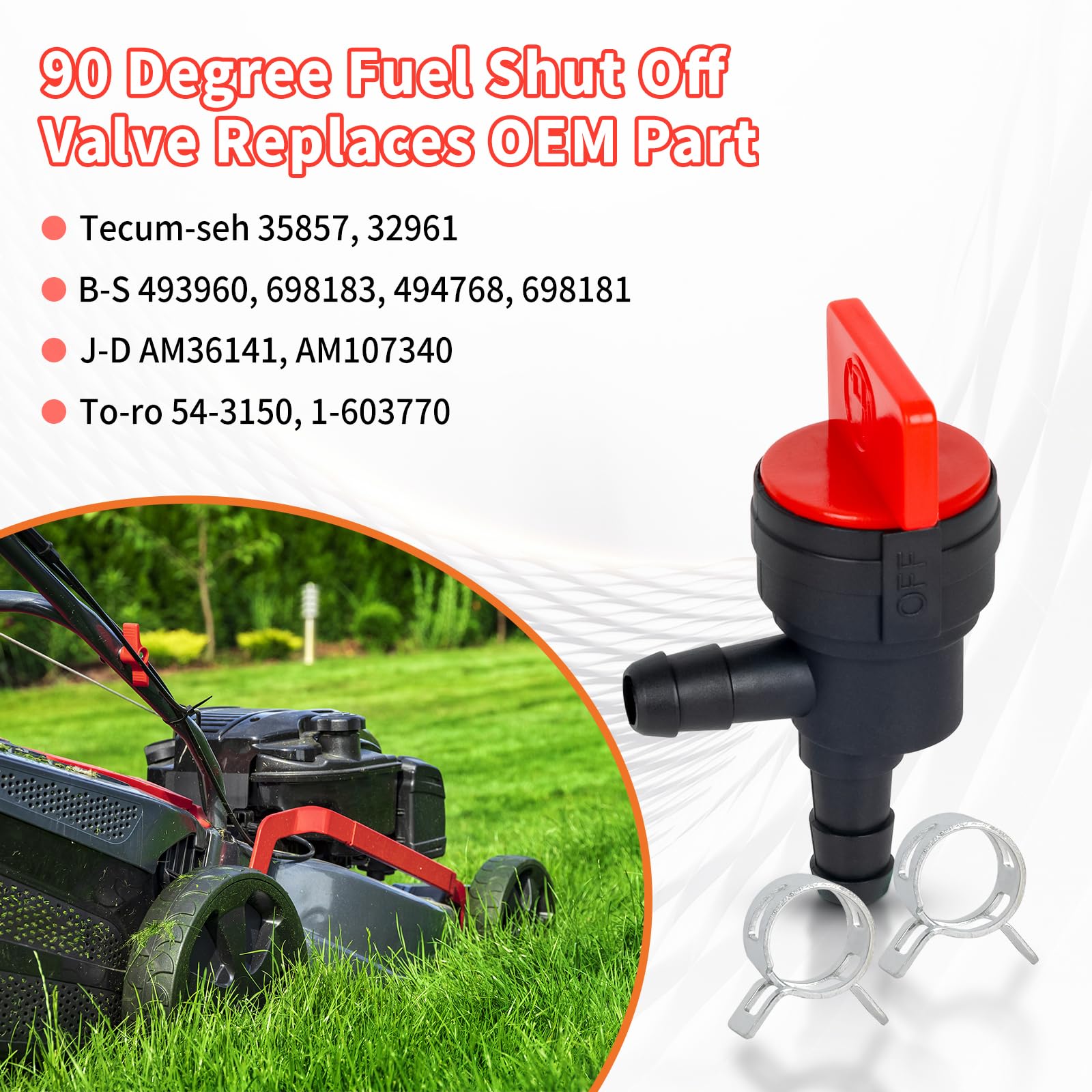 CLSR2U valve beside riding lawn mower showing universal fit for small engines.