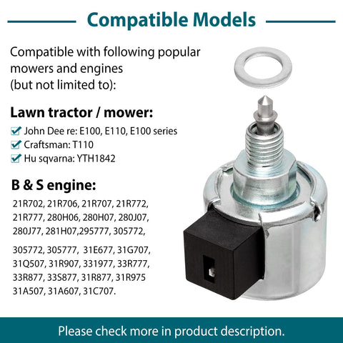 Package includes solenoid, washer, and two wiring harnesses for secure replacement.