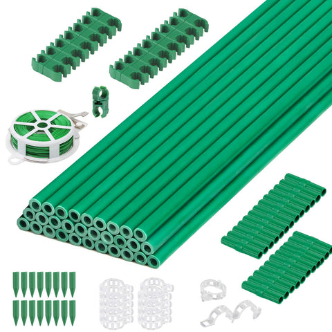 Cludoo fiberglass stakes set with 30 stakes, 16-inch length, for tomato and vegetable support