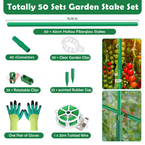 Cludoo fiberglass plant stakes 16in deliver rust-free, durable garden stakes
