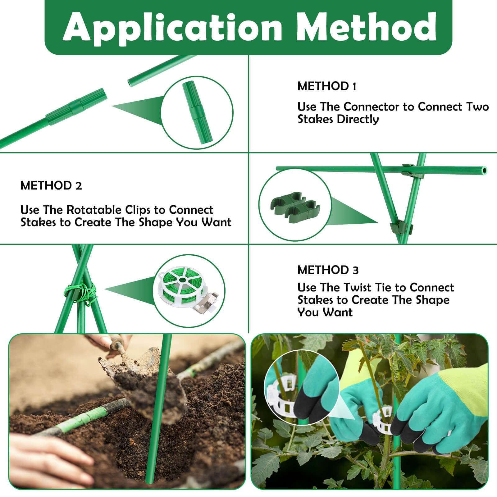 Cludoo garden gloves make stake setup comfortable and clean