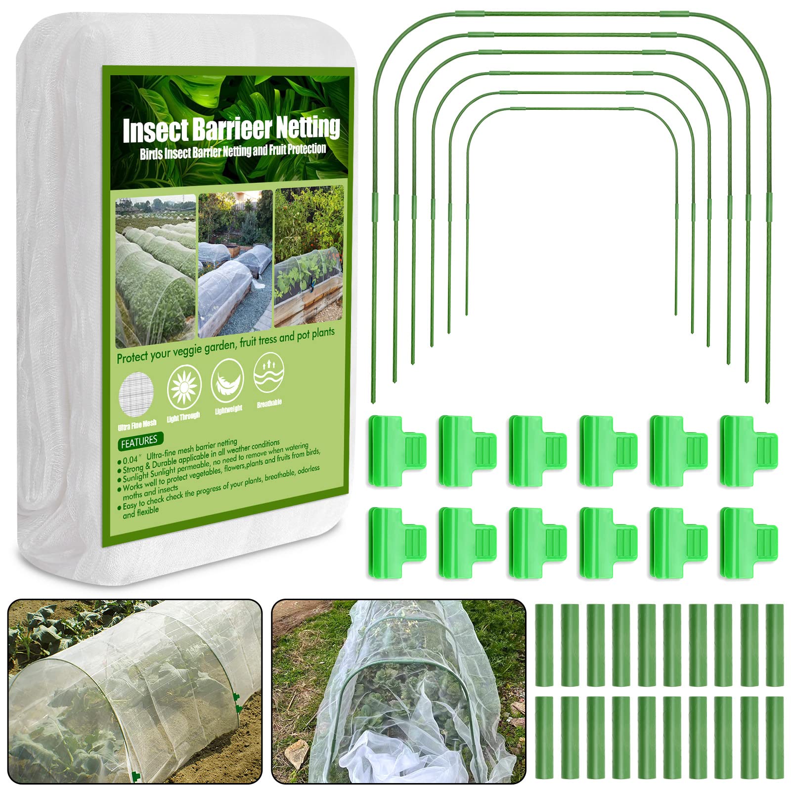 Cludoo garden mesh netting kit: bird netting cover over a raised bed for plant protection