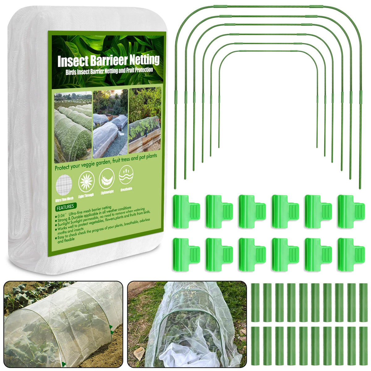 Cludoo garden mesh netting kit: bird netting cover over a raised bed for plant protection