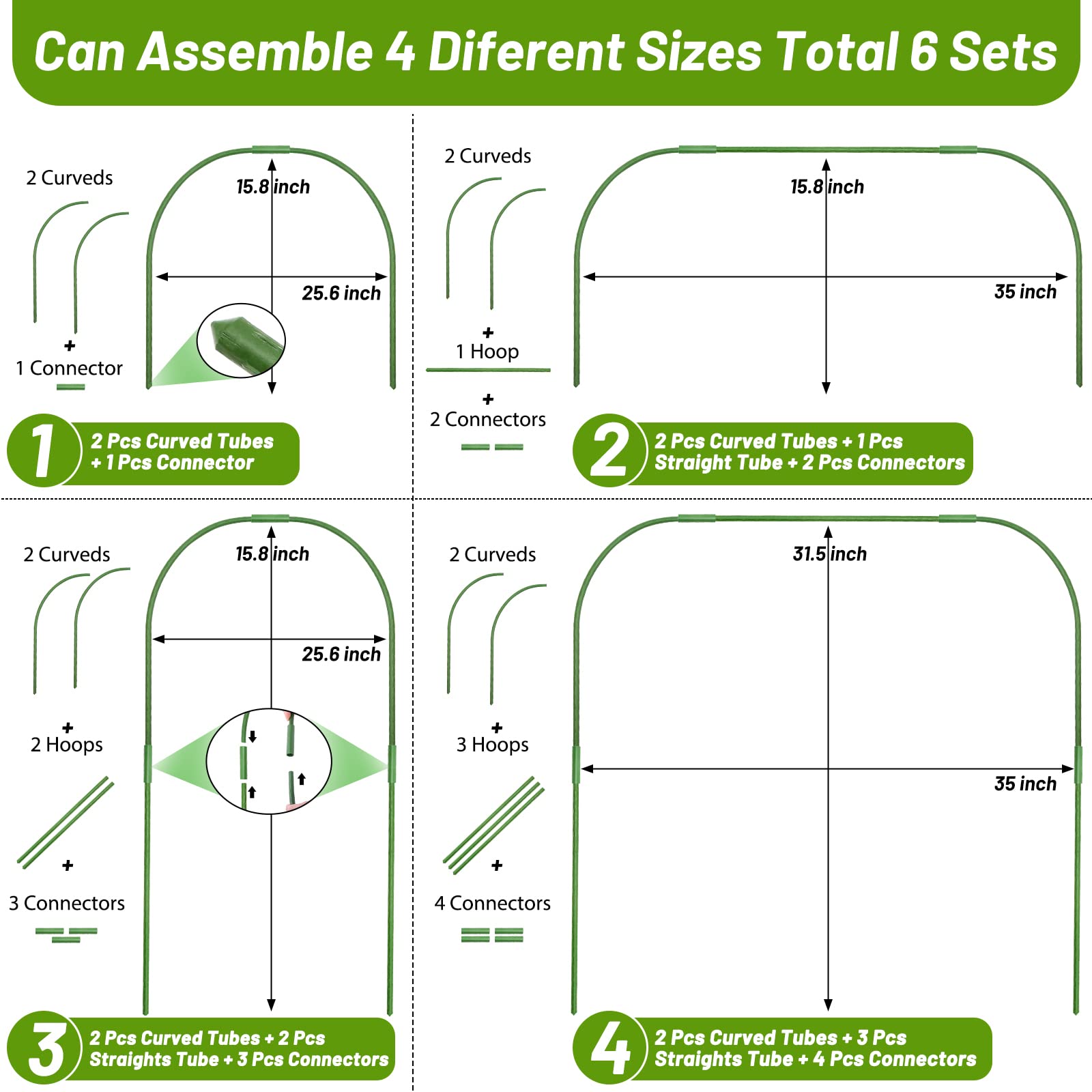 Cludoo garden mesh netting kit hoop sets supporting a protective garden tunnel