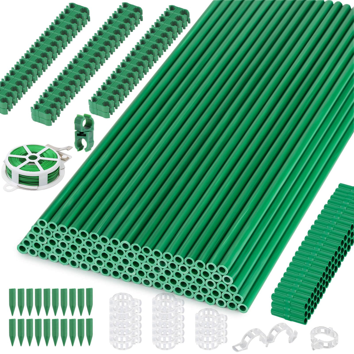 Cludoo garden-stakes-set offers fiberglass durability for tomatoes and vegetables.