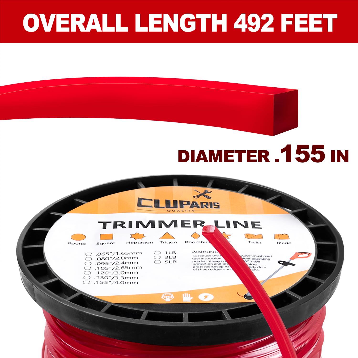 Cluparis square-trimmer-line with cutting-tools included for quick maintenance.