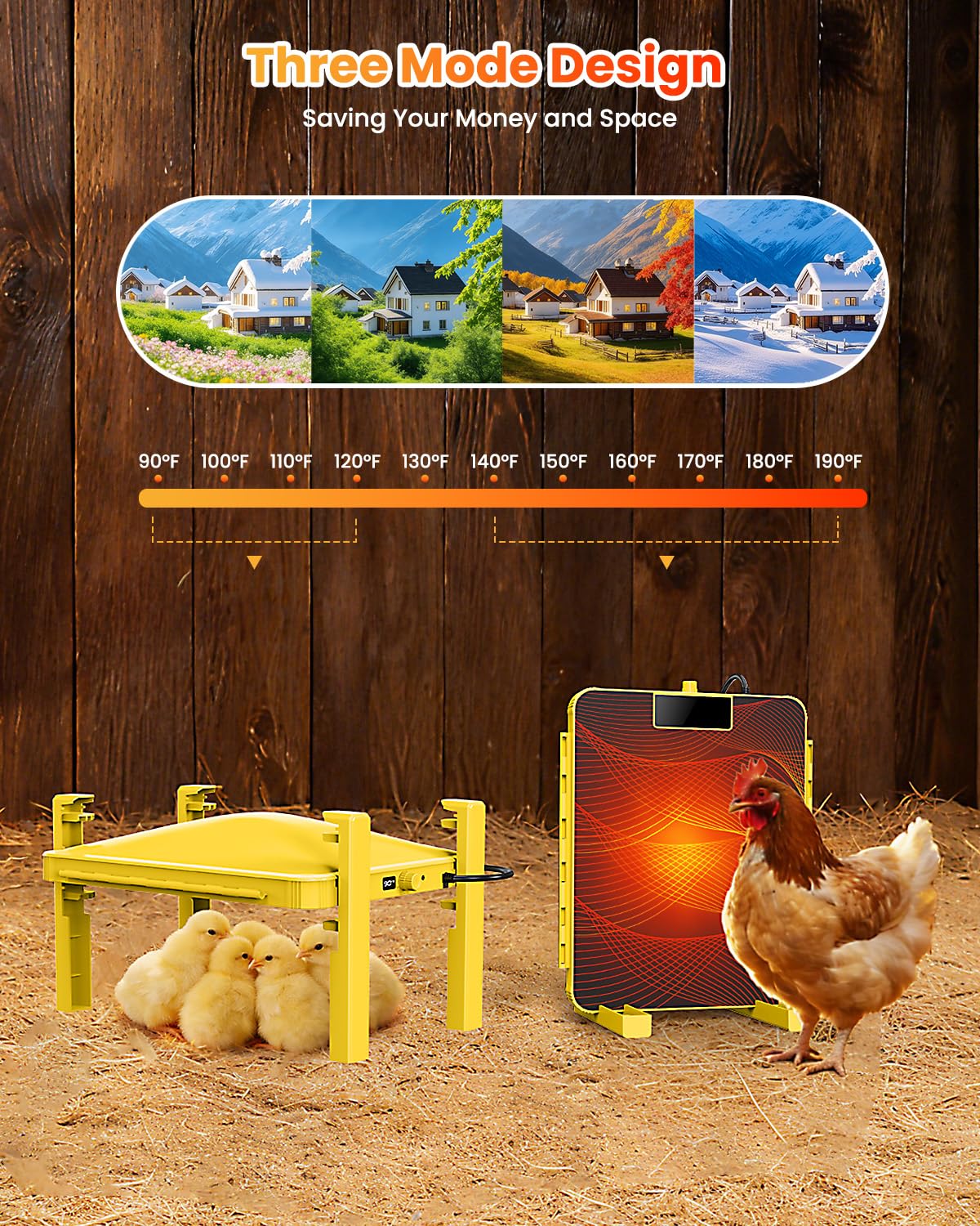 Cluzyyarda chick heater panel closeup demonstrates radiant heat without bright lamps.
