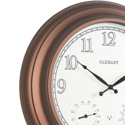 CLXEAST indoor outdoor versatility clock mounted in living space