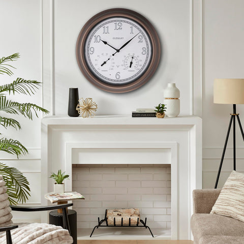 Large CLXEAST patio clock enhancing outdoor space and timekeeping