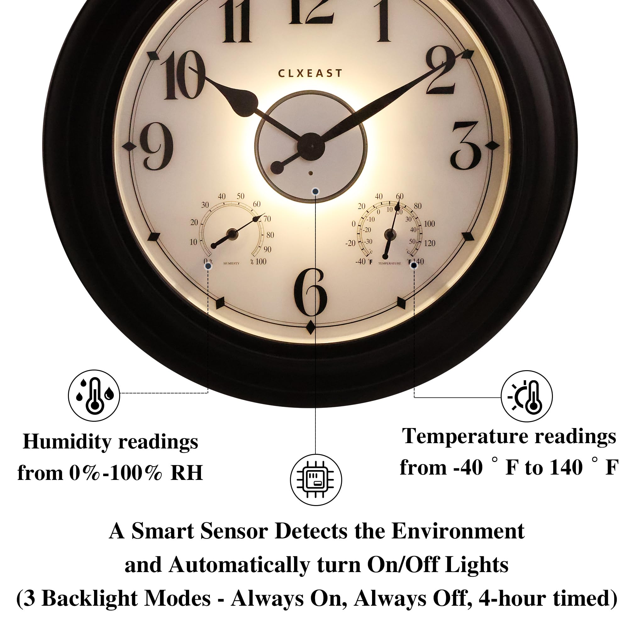 CLXEAST 24-inch LED clock night glow improves readability after dark