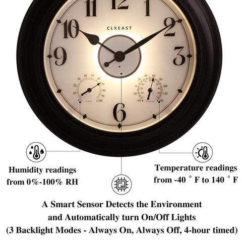 CLXEAST 24-inch LED clock night glow improves readability after dark