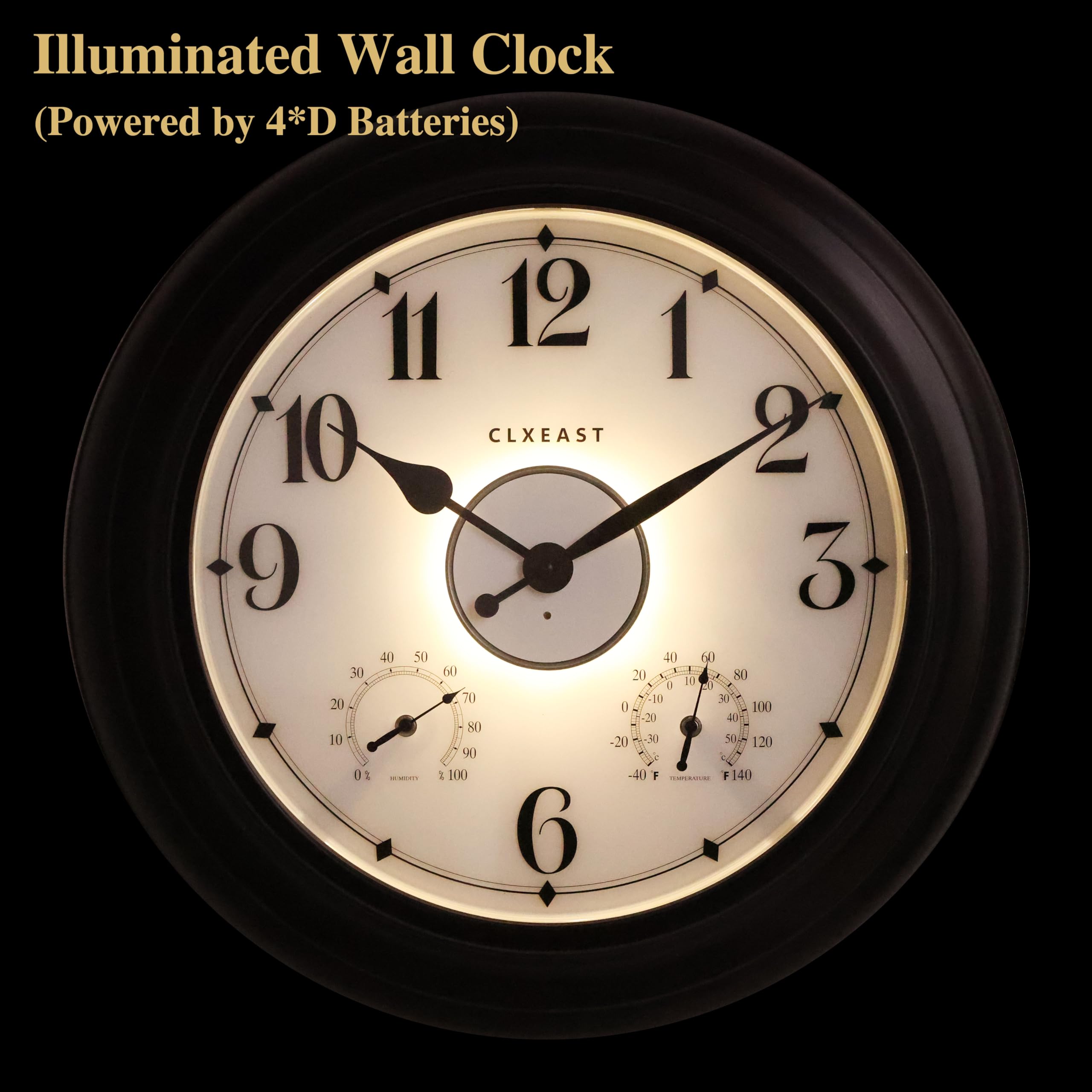 CLXEAST clock with thermometer hygrometer shows ambient readings at a glance