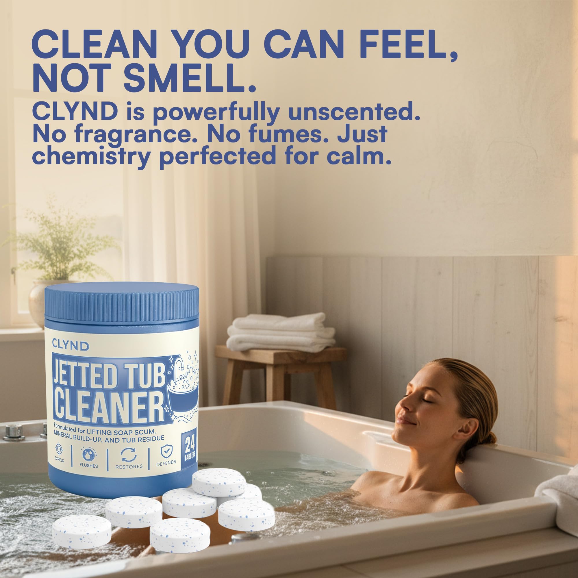 CLYND clear water after clean highlights residue reduction and renewal.