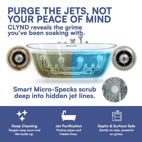 CLYND hot tub with running jets demonstrates in-use cleaning action.