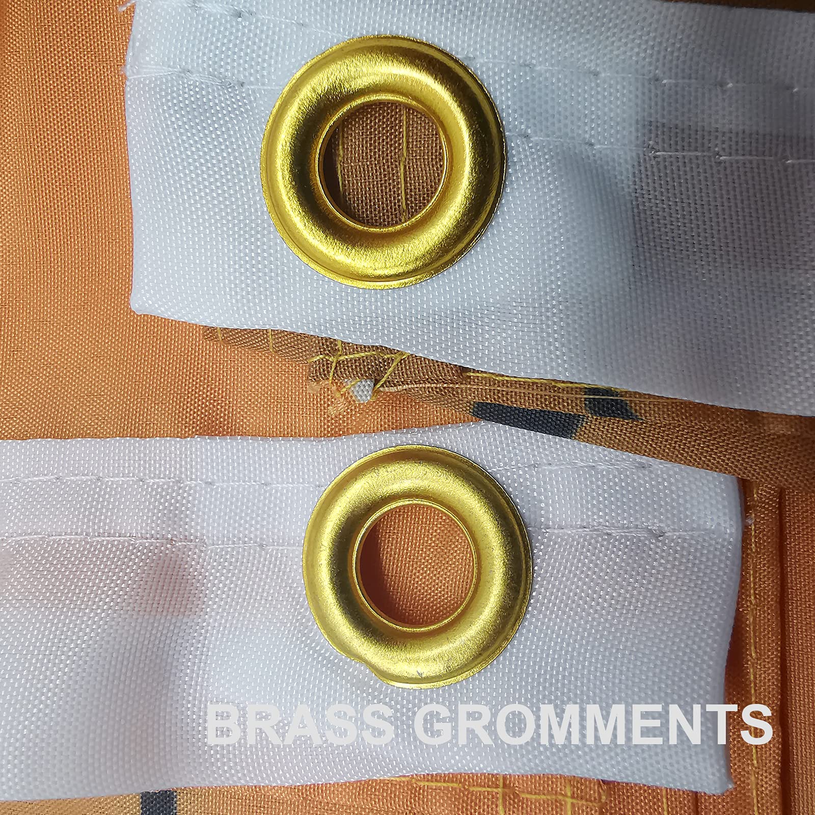 Brass grommets closeup on the CLYTTE flag for secure hanging