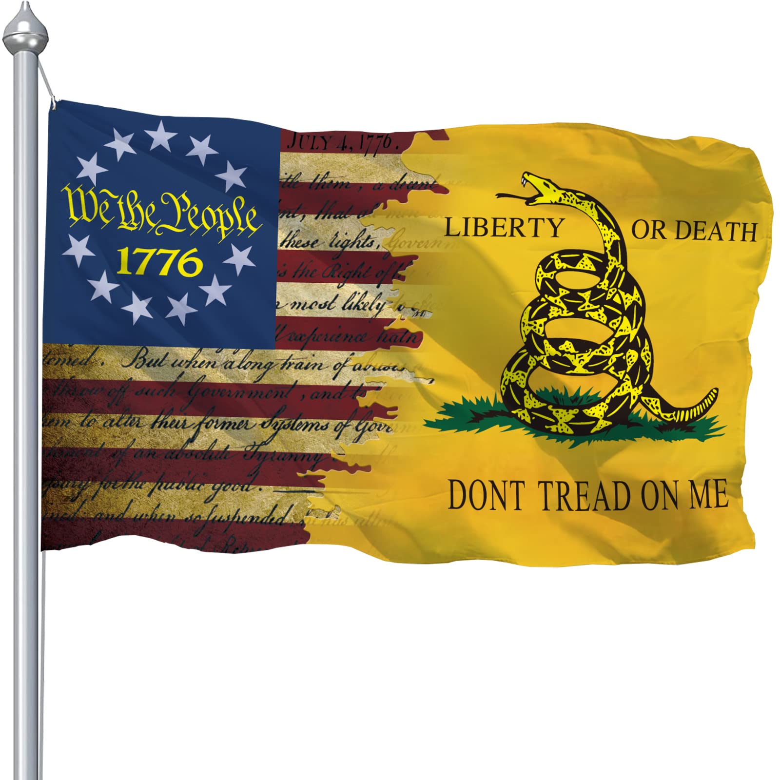 CLYTTE Don't Tread On Me flag front view with vivid Gadsden design for outdoor display
