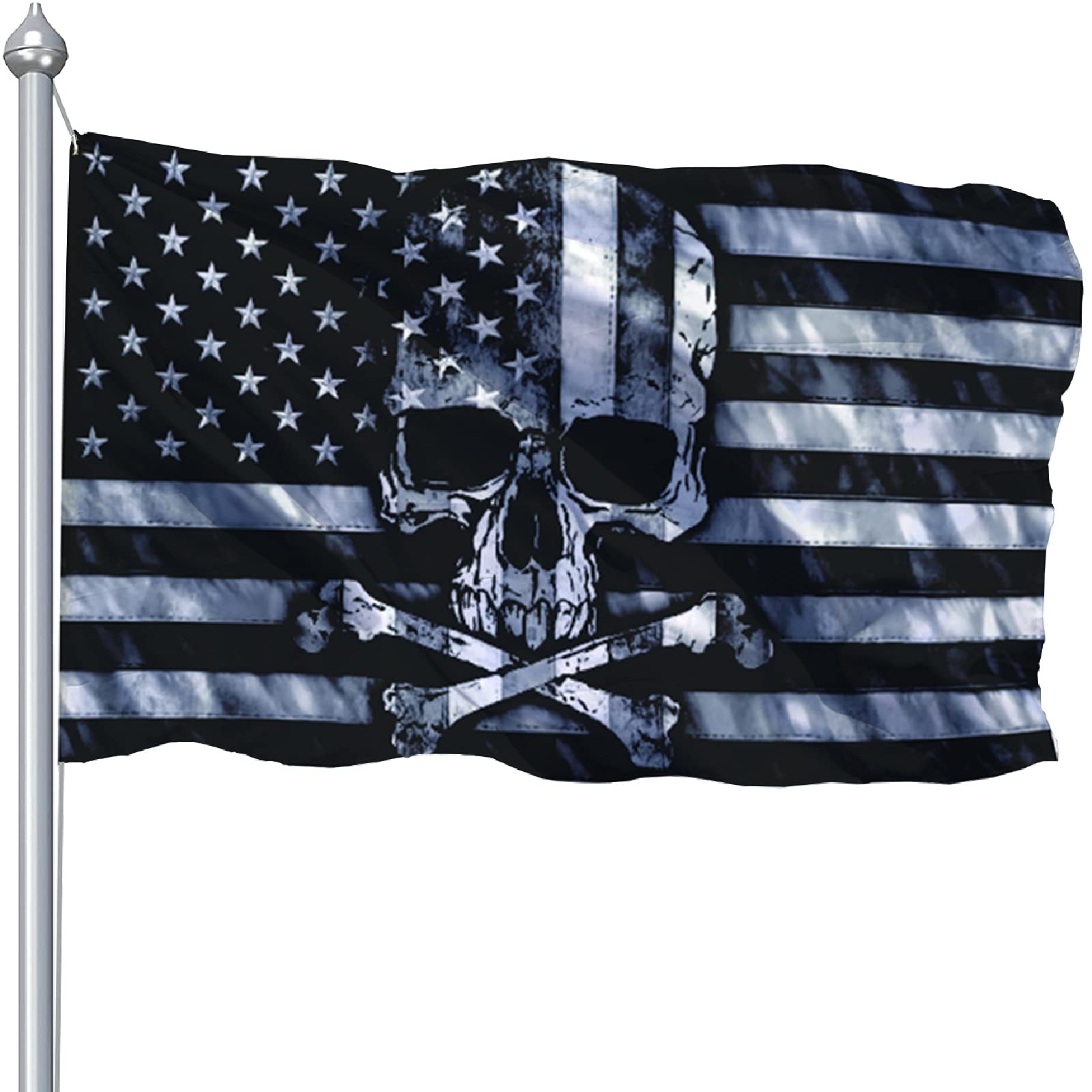 CLYTTE skull crossbones flag front view enhances pirate-themed room decor