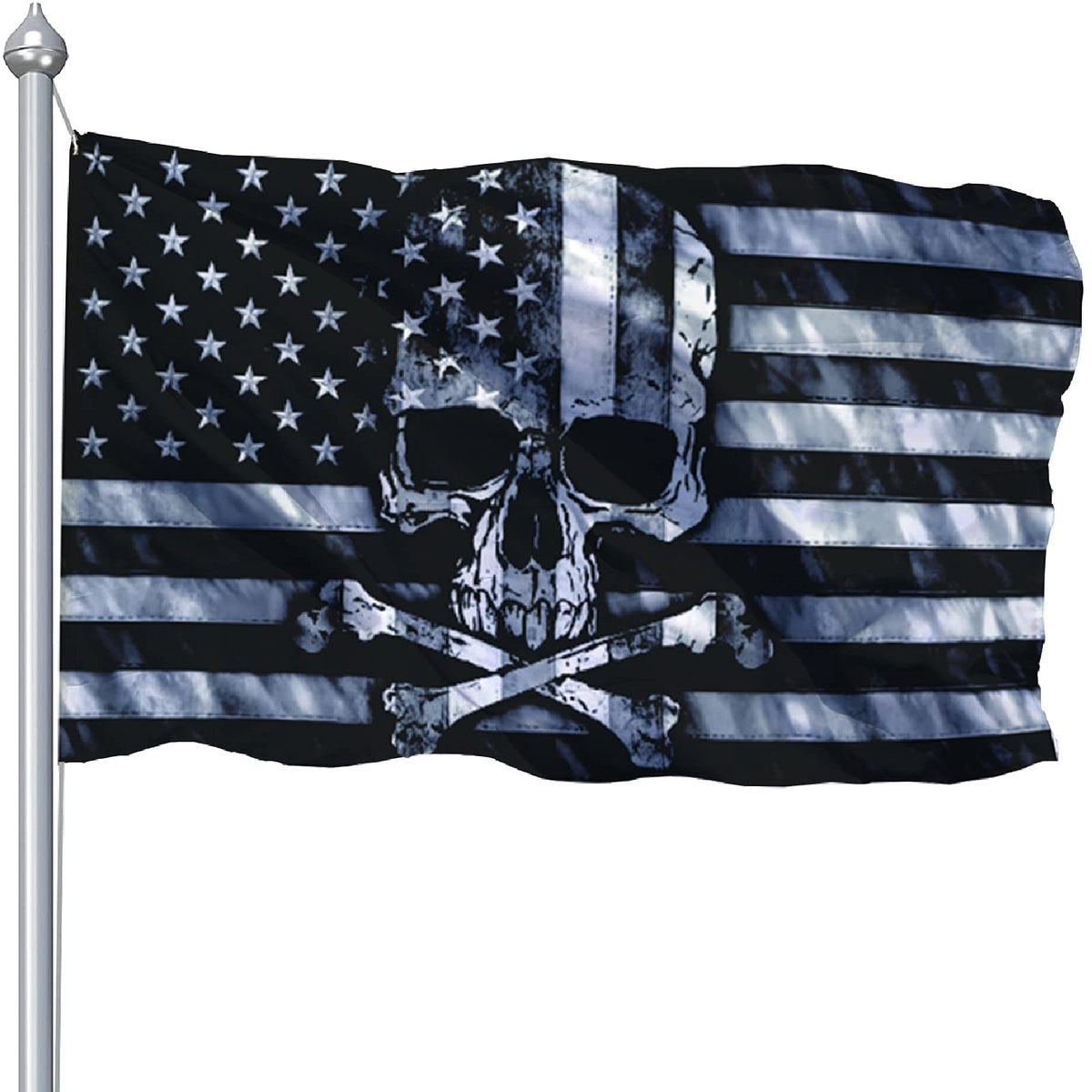 CLYTTE skull crossbones flag front view enhances pirate-themed room decor
