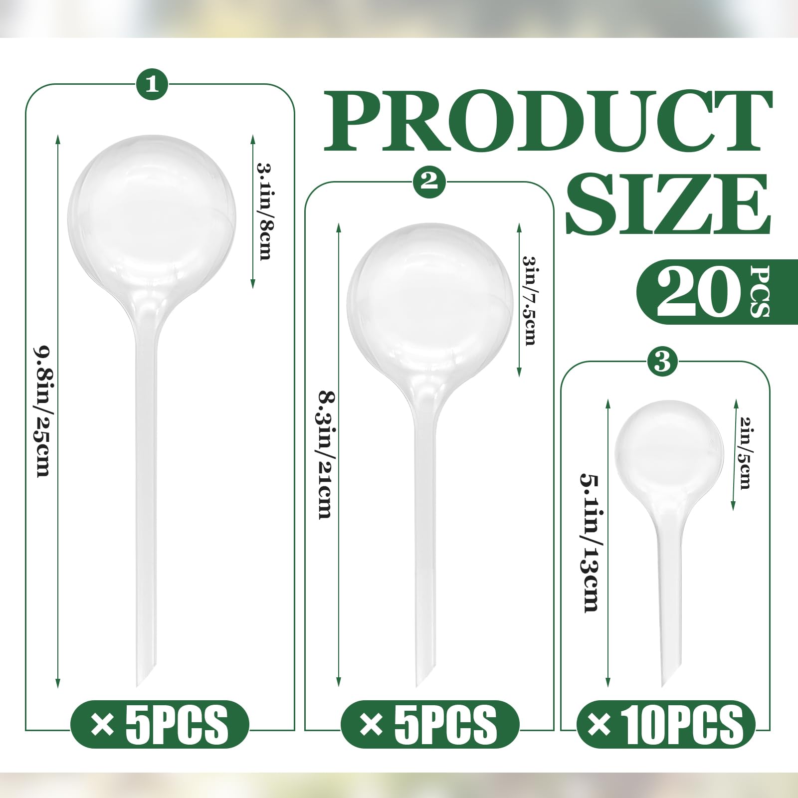 Cmaqpw large clear watering globes for bigger pots and even moisture