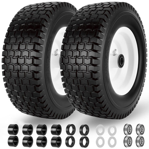 CMOOD 13x5-6 flat-free tire and wheel assembly, side view, maintenance-free design
